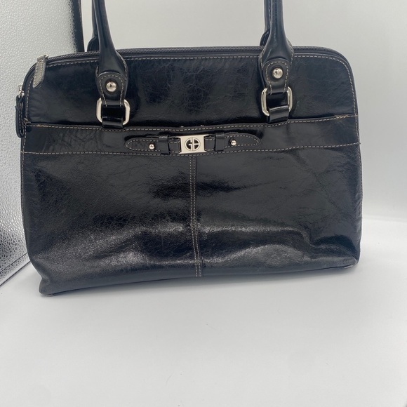Giani Bernini black leather Laptop Work Bag Tote Briefcase Organizer - Picture 9 of 9